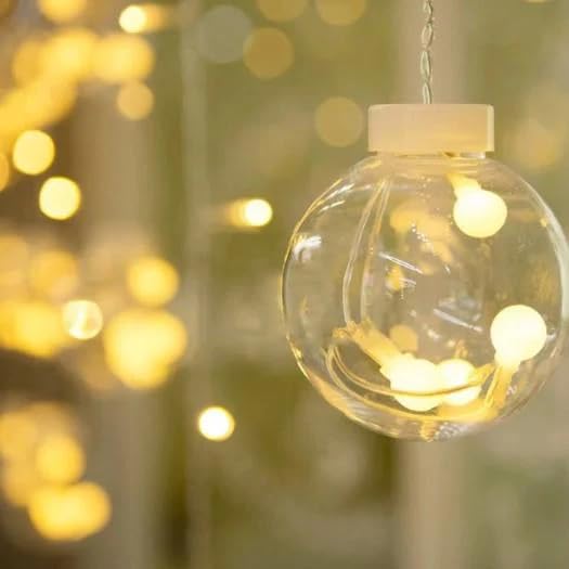 Chronos Wish Ball Curtain Lights 12 Wish Balls Window Curtain Hanging Light with 8 Flashing Modes Decoration for Diwali Christmas Wedding Party Home Warm White LED - Image 3