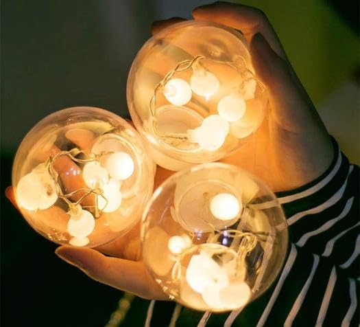 Chronos Wish Ball Curtain Lights 12 Wish Balls Window Curtain Hanging Light with 8 Flashing Modes Decoration for Diwali Christmas Wedding Party Home Warm White LED - Image 2
