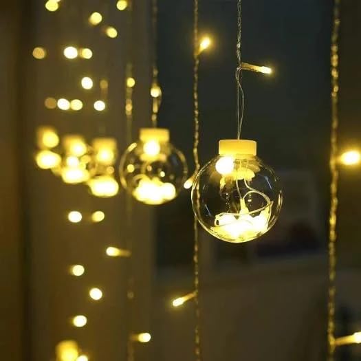 Chronos Wish Ball Curtain Lights 12 Wish Balls Window Curtain Hanging Light with 8 Flashing Modes Decoration for Diwali Christmas Wedding Party Home Warm White LED - Image 4
