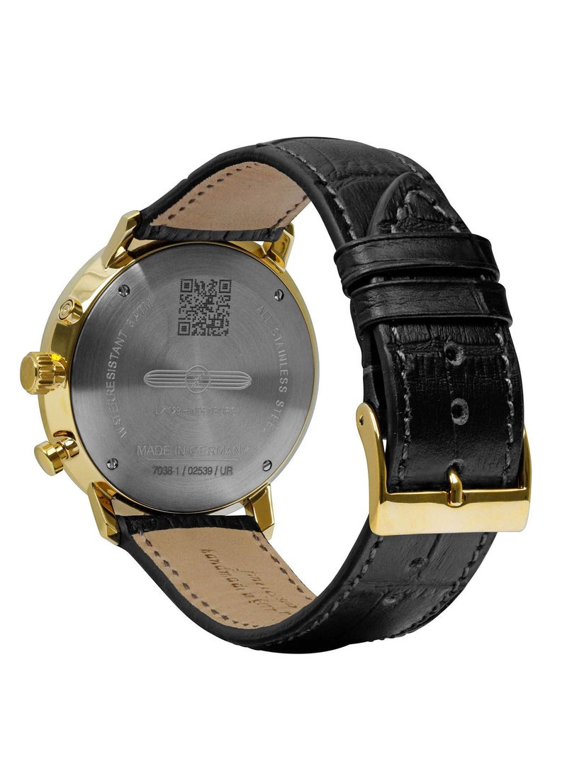 Zeppelin Leather Men 7038-1 Series Lz129 Hindenburg Analog Watch, Dial Color-Silver, Band Color-Black - Image 3