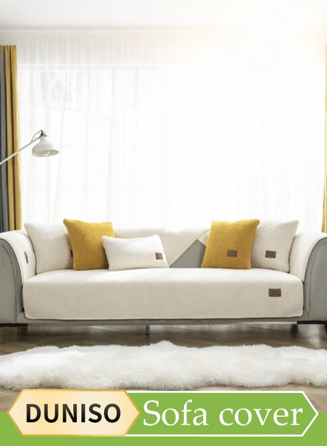 DUNISO Sofa Cover，Sofa Protective Cover,Anti Slip Furniture Cover, Dust Proof Pet Mat,Anti Fouling And Wear Resistant, Suitable For Winter, 110*210cm，White  - Image 1
