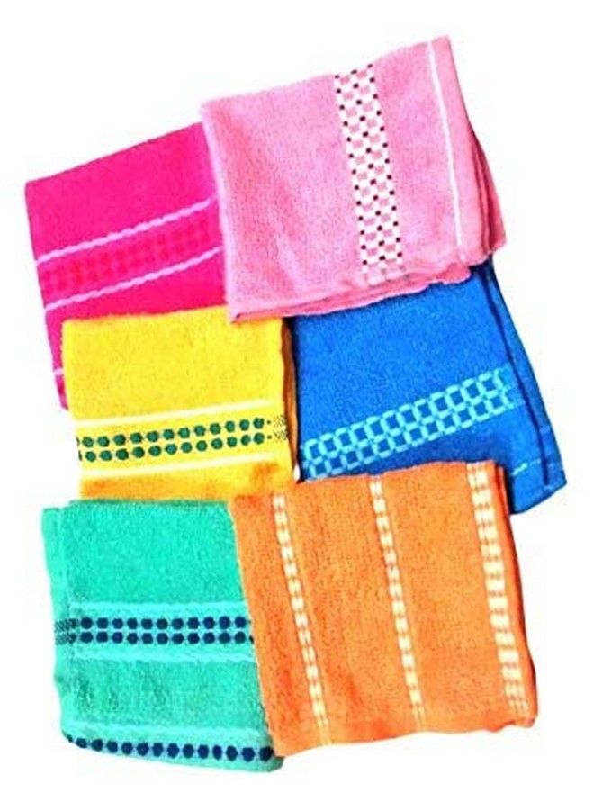 Oras Pack Of 6 Cotton Pieces Face Towel ; Hanky ; Ultra Soft ; Extra Absorbent ; Small Size 25X25 Cm (Multicoloured) - Image 5