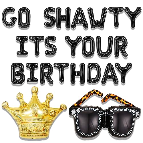 Roaring Good Time Black Go Shawty Its Your Birthday decoration Early 2000s Hip Hop Birthday Decorations Supplies Gag Birthday Decorations Y2K Adult Birthday Decor - Image 1