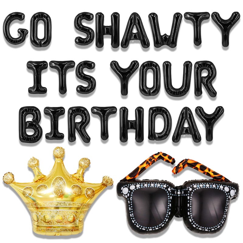 Roaring Good Time Black Go Shawty Its Your Birthday decoration Early 2000s Hip Hop Birthday Decorations Supplies Gag Birthday Decorations Y2K Adult Birthday Decor - Image 3