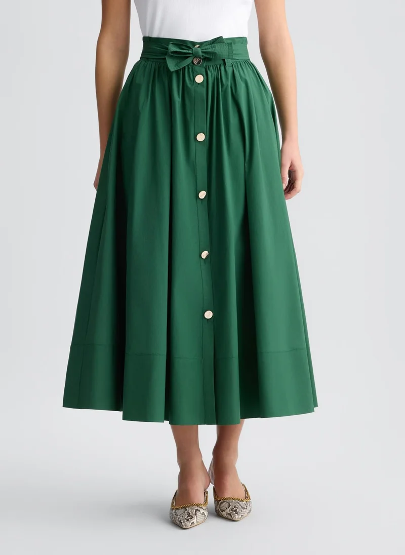 ليو جو Green midi skirt