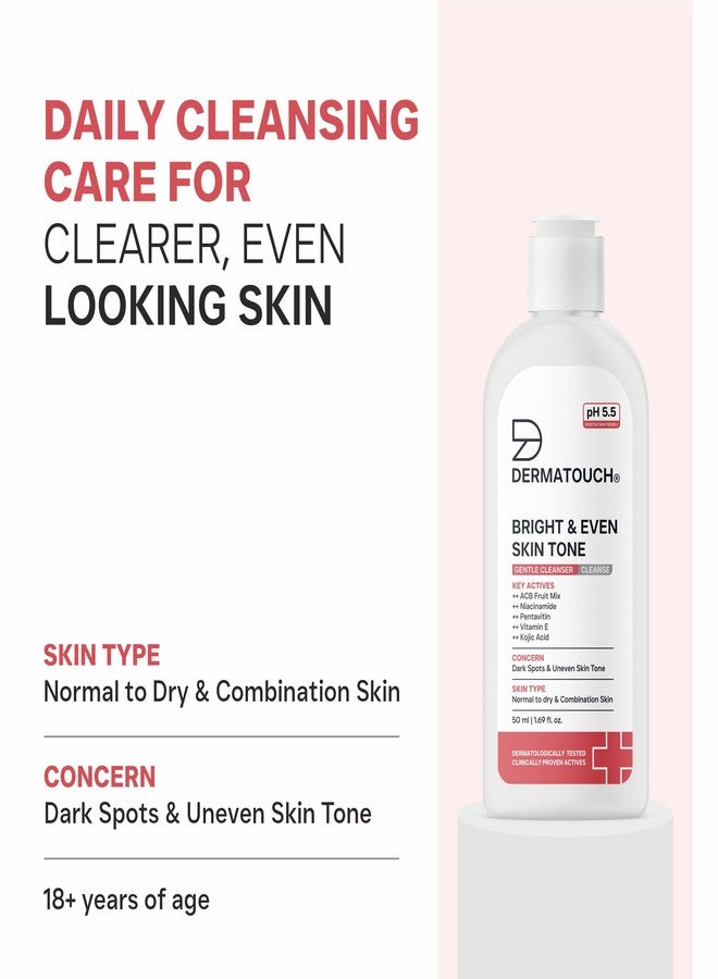 DERMATOUCH Bright & Even Skin Tone Gentle Cleanser | Helps Reduce Dark Spots & Uneven Tone | pH 5.5 Daily Face Wash | 50ml - Image 3