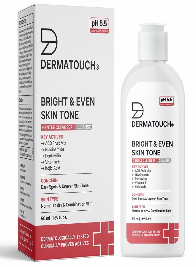 DERMATOUCH Bright & Even Skin Tone Gentle Cleanser | Helps Reduce Dark Spots & Uneven Tone | pH 5.5 Daily Face Wash | 50ml - Image 1