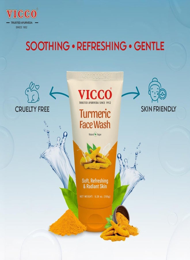 Vicco Turmeric Face Wash with Natural Ingredients - Gentle Facial Cleanser for Everyday Use, 5.29 Oz Tube (Pack of 3) - Image 2