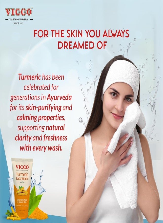 Vicco Turmeric Face Wash with Natural Ingredients - Gentle Facial Cleanser for Everyday Use, 5.29 Oz Tube (Pack of 3) - Image 5