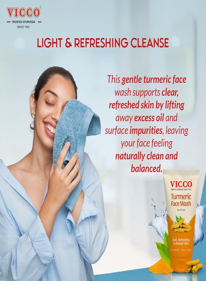 Vicco Turmeric Face Wash with Natural Ingredients - Gentle Facial Cleanser for Everyday Use, 5.29 Oz Tube (Pack of 3) - Image 3
