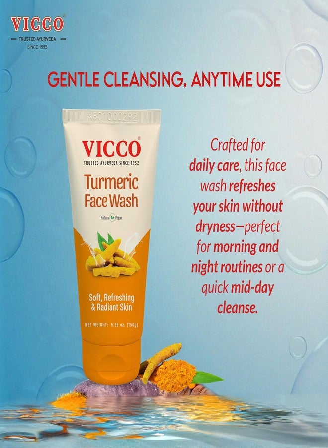 Vicco Turmeric Face Wash with Natural Ingredients - Gentle Facial Cleanser for Everyday Use, 5.29 Oz Tube (Pack of 3) - Image 4