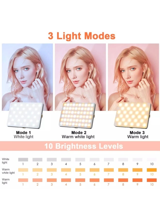 Portable Selfie Light,Rechargable 60 LED Phone Light with Clip & Double 1/4" Screw Hole,2500k-9000K Dimmable Camera Light for Phone/Laptop/Tablet/Camera, for Selfie/Video Conference  - Image 5