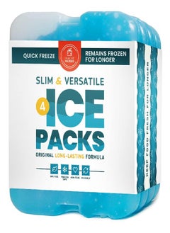 Healthy Packers Ice Pack for Lunch Box - Freezer Packs - Original Cool Pack | Slim & Long-Lasting Reusable Ice Packs for Lunch Bags and Cooler Bag (Set of 4)