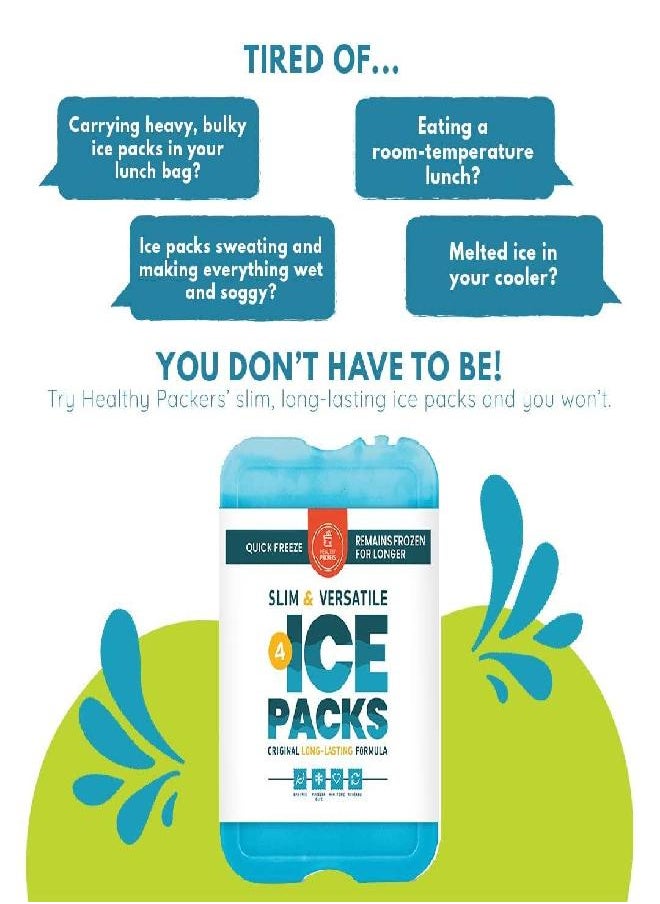Healthy Packers - Healthy Packers Ice Pack for Lunch Box - Freezer Packs - Original Cool Pack | Slim & Long-Lasting Reusable Ice Packs for Lunch Bags and Cooler Bag (Set of 4) - Image 1