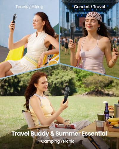 GAIATOP Portable Handheld Fan, 3 IN 1 Mini Foldable Travel Fans [17H Max Cooling Time] with Power Bank, Pocket Design USB Rechargeable for Travel Concert Lash Makeup, Summer Gifts for Women Girl Black - Image 4