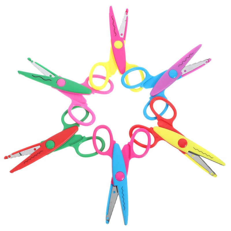 12Pcs Pattern Scissors Set For Crafting Scrapbooking Wave And Castle Designs Durable Easy To Use - Image 2