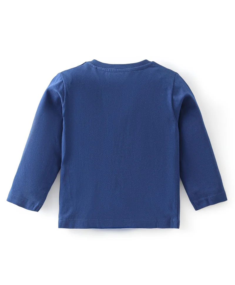 babyhug Babyhug 100% Cotton Knit Full Sleeves T-Shirt Giraffe Print - Navy Blue