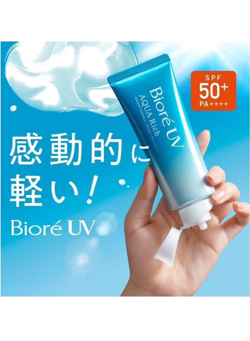 بيوريه بيور واقي شمس بتركيبة مائية خفيفة Biore UV Aqua Rich Watery Essence بمعامل حماية SPF 50+ PA++++، حجم 70 غرام، عبوة من 3 قطع. - Image 2
