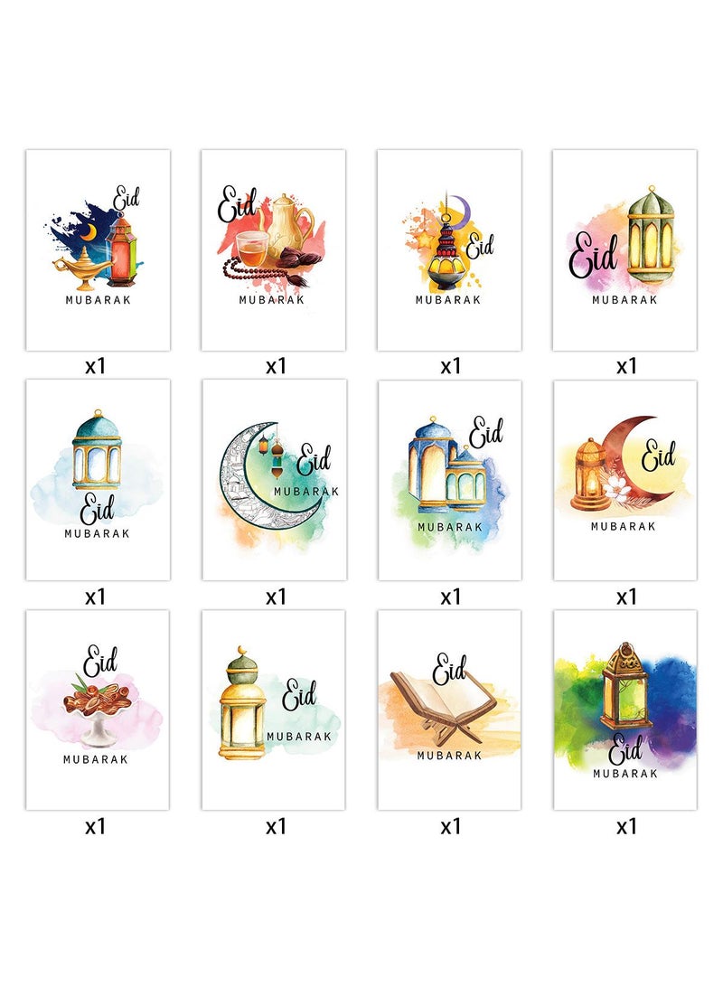 12 Pieces Eid Mabarak Ramadan Greeting Cards Party Invitations - Image 2