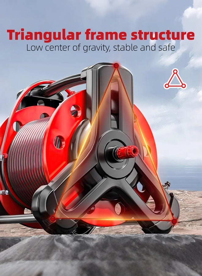 ALongDeng Retractable Garden Hose Reel with 30M Water Hose, All-In-One Hose Reel Set with 8-Mode Spray Nozzle, Sturdy Wall/Cart Mount Holder for Garden Watering, Car Washing & Lawn Cleaning - Image 3