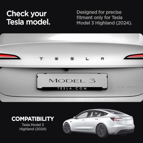 Spigen Rear Emblem Logo Full Cover Sticker Designed for Tesla Model 3 2025/2024 Refresh (Highland) - Black - Image 2