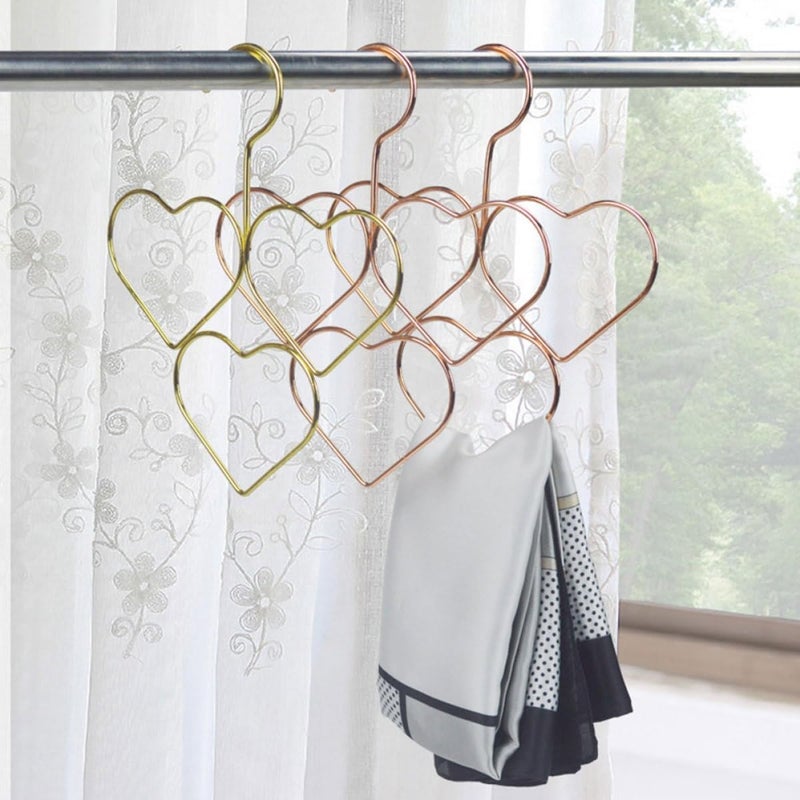 4pcs Rose Gold Heart Shape Scarf Hangers Non-Slip Wire Tie Organizer for Closet, Multifunctional Heart Belt Rack for Clothes Storage and Scarf Holder in Home - Image 4