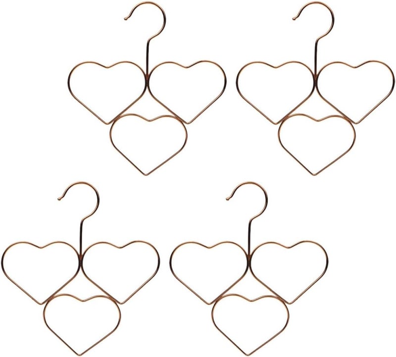 4pcs Rose Gold Heart Shape Scarf Hangers Non-Slip Wire Tie Organizer for Closet, Multifunctional Heart Belt Rack for Clothes Storage and Scarf Holder in Home - Image 1