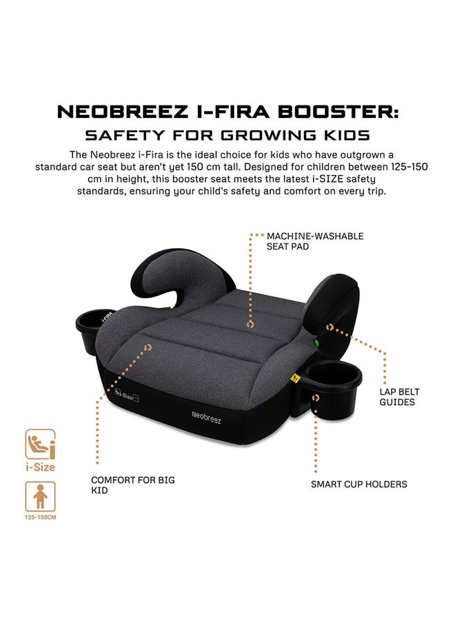neobreez I-Fira I-Size Backless Booster Car Seat,  Double Padded Foam,  Compact, Lightweight & Portable Kids Car Seat, Arm Rest Seat, 2 Cup Holder, Ecer129 (6-12Yrs, 125-150Cm, 22-36Kg, 2Yrs Warranty)  - Image 5