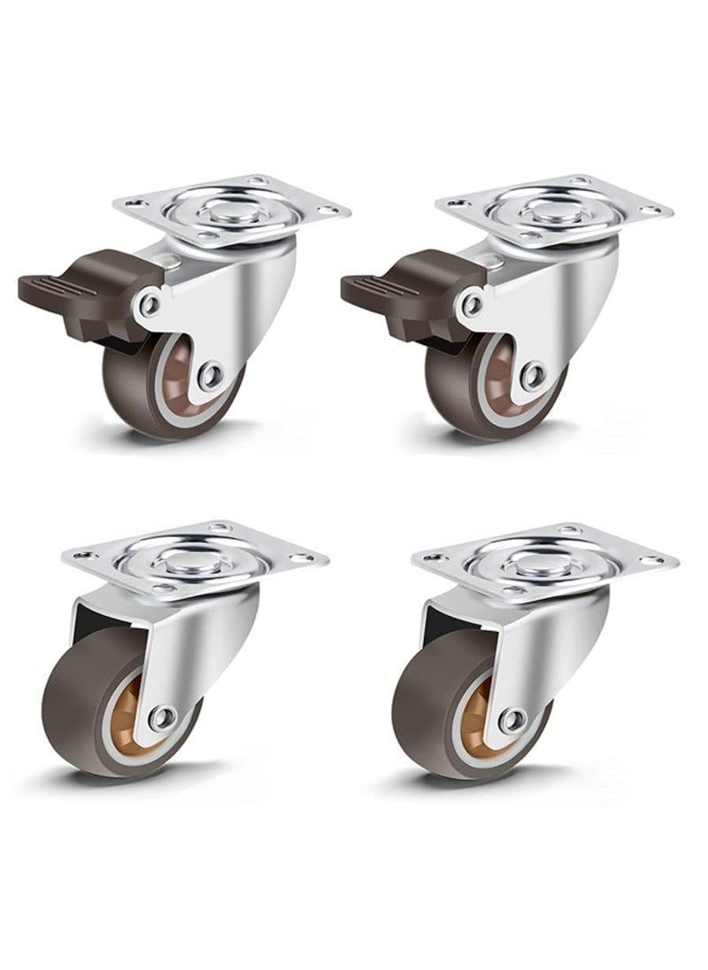 THOISEWELT THOISEWELT Industrial Trolley Toolbox Plate Wheel Caster Rubber 360 Degree Rotation Top Plate Swivel Casters for Furniture Loading Capacity 150kg to 200kg 1 In Size 2 Brack 2 Plate  - Image 1
