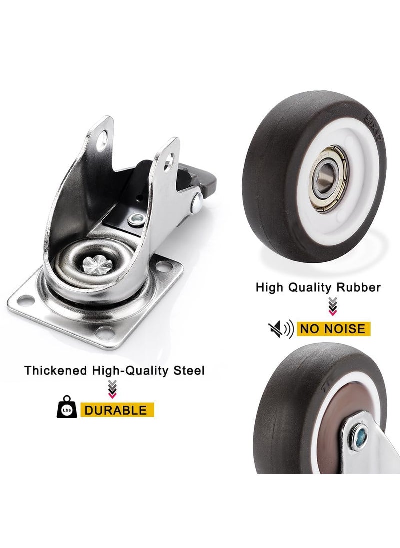 THOISEWELT THOISEWELT Industrial Trolley Toolbox Plate Wheel Caster Rubber 360 Degree Rotation Top Plate Swivel Casters for Furniture Loading Capacity 150kg to 200kg 1 In Size 2 Brack 2 Plate  - Image 4