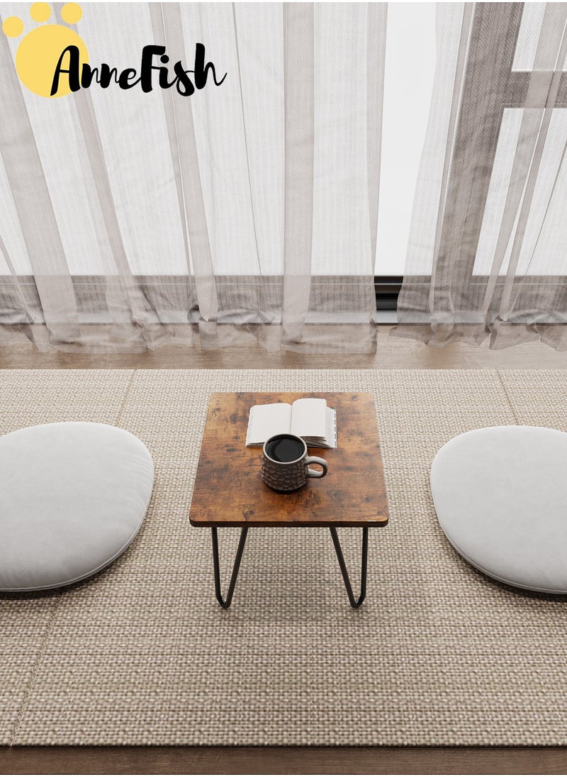 AnneFish - 5pcs Floor Coffee Table Set Low Square Home Nesting Friends Gathering Table Set Of 5 Side Table For Living Room - Image 1