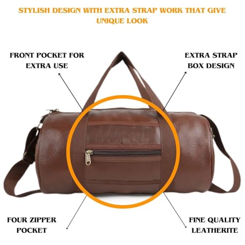 FIT FOCUS 20L Leather Gym Duffle Bag for Men & Women | Adjustable Shoulder Gym Bag | Unisex Gym Bag | Duffle Bag for Gym, Sports, Training, Workout & Fitness Bag (Brown) - Image 5