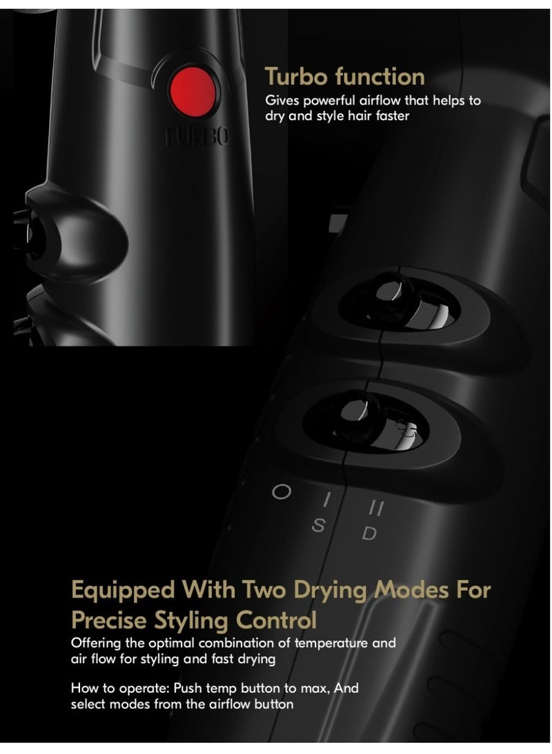 جي آر إل بروفيشنال مجفف الشعر JRL Forte Pro أسود | 2020 لتر - Image 4