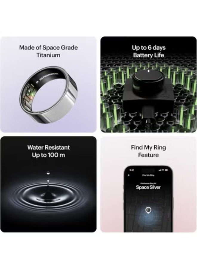 Ultrahuman Ring AIR - Advanced Sleep-Tracking Wearable, HRV & Temperature Monitoring, Track Workout, Movement & Recovery Raw Titanium size 09