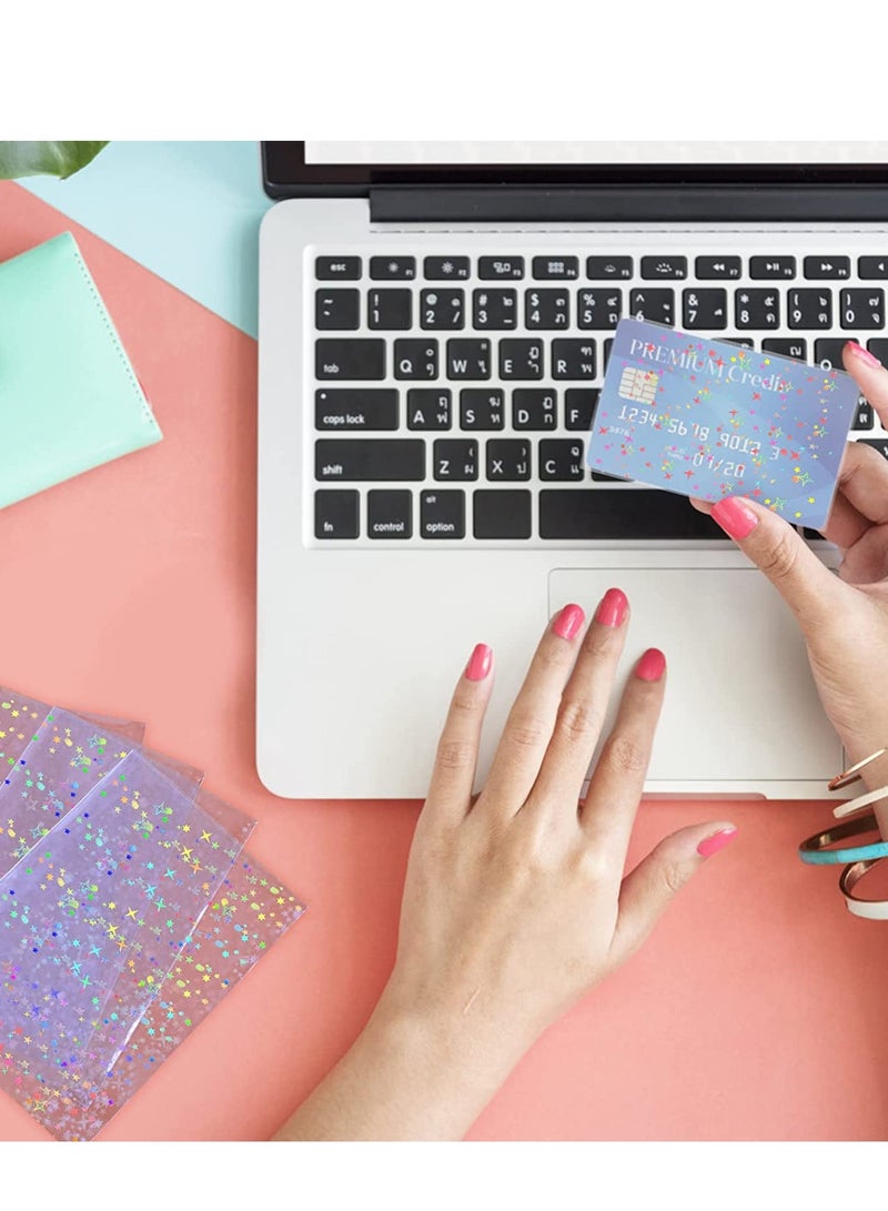 Excefore 200 Pcs Kpop Photocard Sleeves, Little Star Laser Flashing Card Sleeves, Star Glass Gemstone Rainbow Holographic Card Sleeves Trading Card Protector for Photocard Kpop Photo Cards, 61 x 88 mm - Image 3