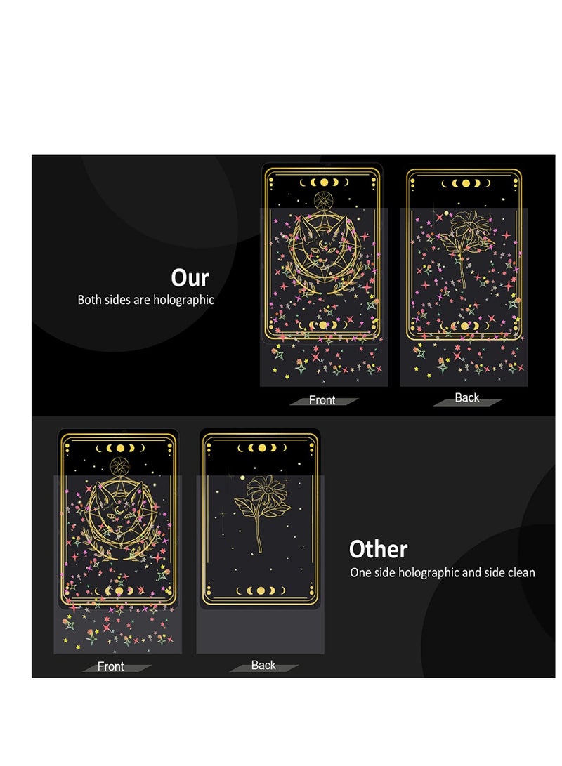 Excefore 200 Pcs Kpop Photocard Sleeves, Little Star Laser Flashing Card Sleeves, Star Glass Gemstone Rainbow Holographic Card Sleeves Trading Card Protector for Photocard Kpop Photo Cards, 61 x 88 mm - Image 4