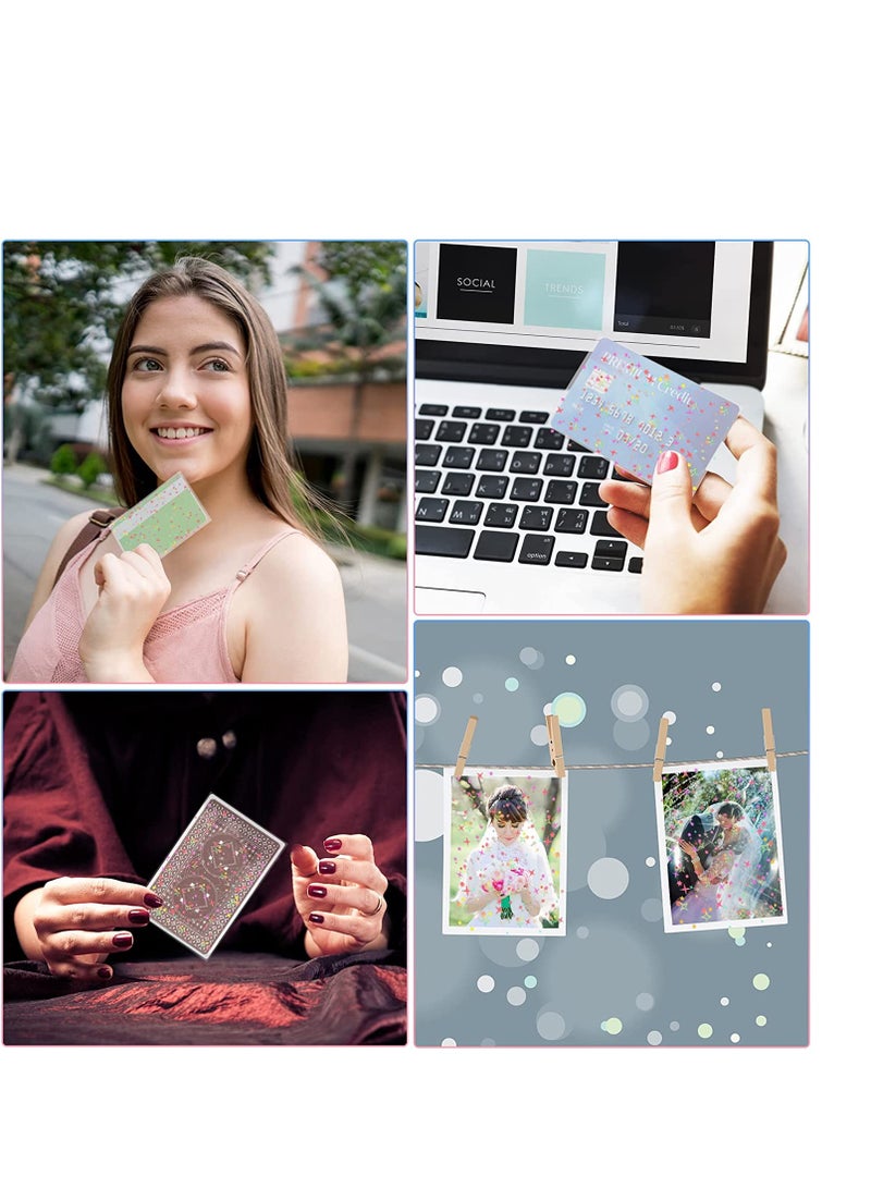 Excefore 200 Pcs Kpop Photocard Sleeves, Little Star Laser Flashing Card Sleeves, Star Glass Gemstone Rainbow Holographic Card Sleeves Trading Card Protector for Photocard Kpop Photo Cards, 61 x 88 mm - Image 5