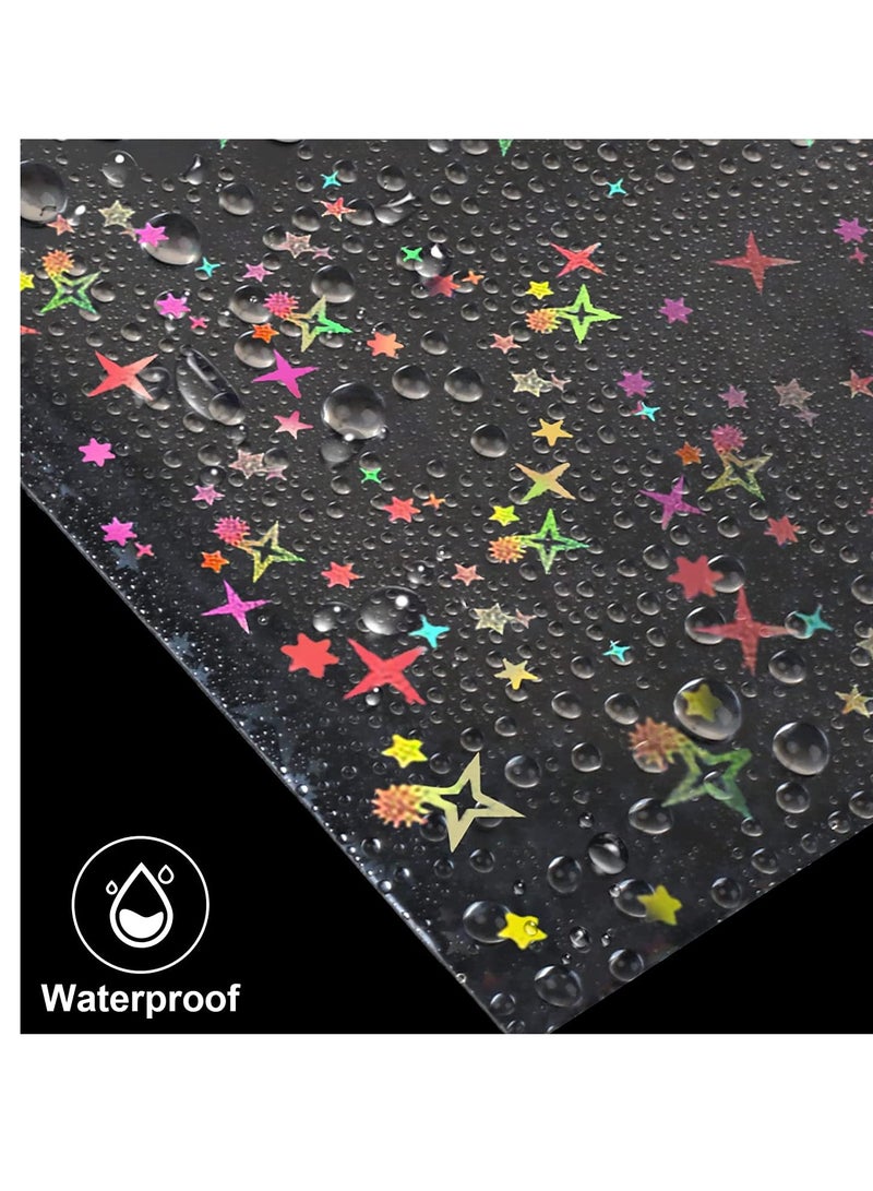 Excefore 200 Pcs Kpop Photocard Sleeves, Little Star Laser Flashing Card Sleeves, Star Glass Gemstone Rainbow Holographic Card Sleeves Trading Card Protector for Photocard Kpop Photo Cards, 61 x 88 mm - Image 2