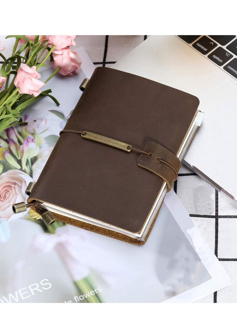 SYOSI Leather Journal Refillable Journal Handcrafted Leather Notebook, Elegant Design, Leather Strap Closure System, Lovely Gift Journals, Leather Cover Journal for Men and Women, Dark Brown - Image 1