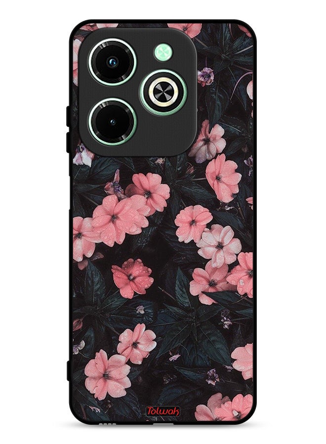 Tolwak Infinix Hot 40i 4G Protective Case Cover Peach Small Roses - Image 1