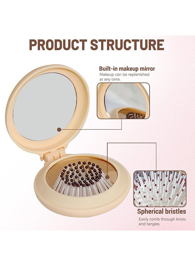 3 Pack Foldable Travel Hair Brush with Compact Mirror, Folding Pocket Hairbrush for Women Men Purse, Portable Mini Air Cushion Hair Comb for Detangling Massage Fine Thick Curly Hair - Image 4