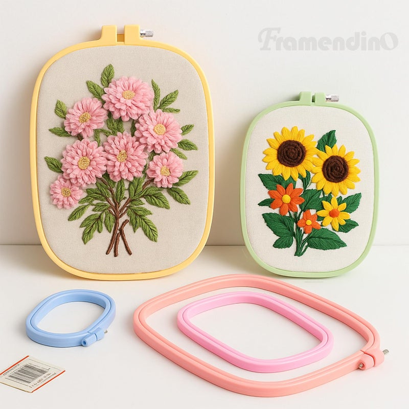 Framendino, 5 Pack Size Square Embroidery Hoops Plastic Cross Stitch Hoop Reusable Frames Rings for DIY Sewing Project(5 Colors2) - Image 3