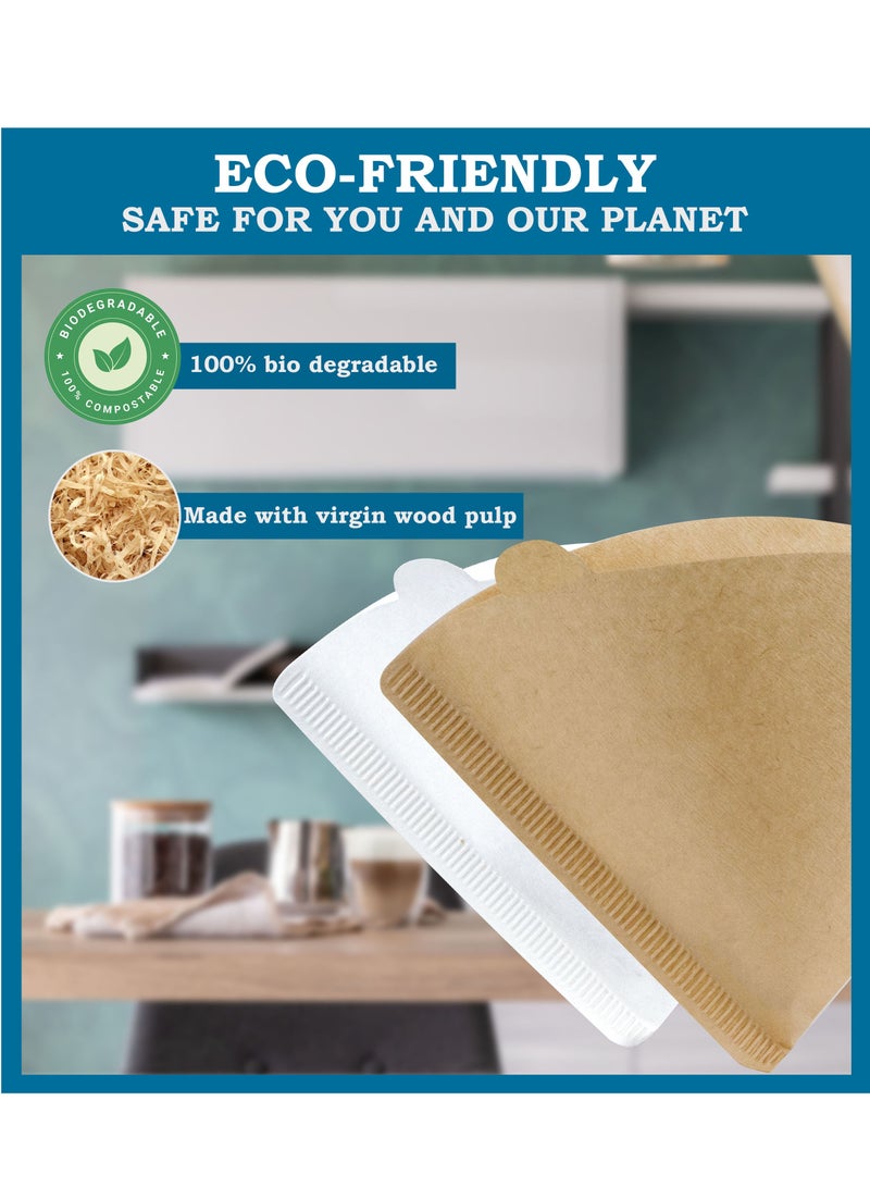 Pack of 100 paper coffee V60 filters drip brown size 02