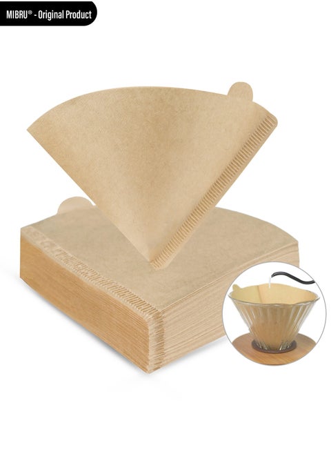 Pack of 100 paper coffee V60 filters drip brown size 02