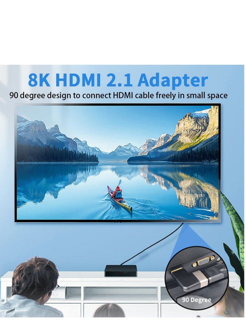 Excefore 2 Pack HDMI Adapter, HDMI Male to Female Adapter, 90 Degree Left and Right Angle HDMI Adapter Extender Connector,Support 8K@60Hz, 4K@120Hz, Suitable for HDTV Switch Laptop - Image 4