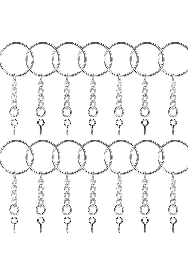 SYOSI - Keychain Ring, Sliver Key Chain Rings Kit, Premium with and Open Jump with Screw Eye Pins for Crafts and Jewelry Making 150PCS - Image 1