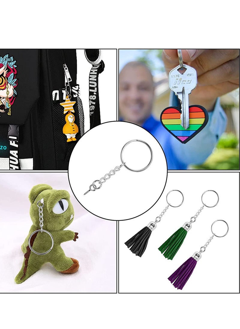 SYOSI - Keychain Ring, Sliver Key Chain Rings Kit, Premium with and Open Jump with Screw Eye Pins for Crafts and Jewelry Making 150PCS - Image 1