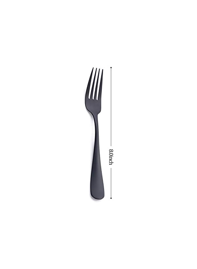 S-TOP Matte Black Dinner Fork, Stainless Steel Satin Finish 8.0-inch Silverware Flatware FoSet, Service for 6, Dishwasher Safe - Image 2