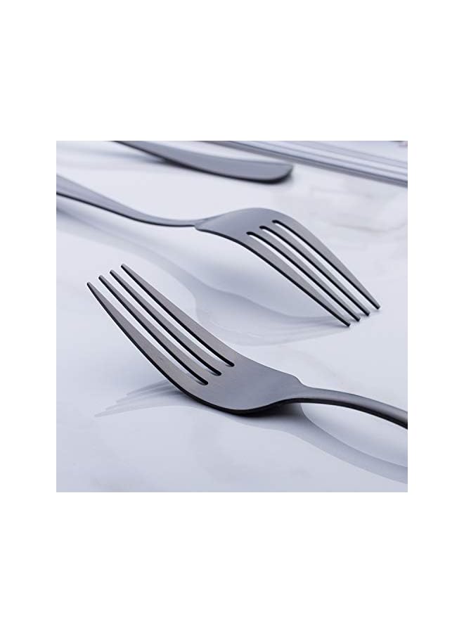 S-TOP Matte Black Dinner Fork, Stainless Steel Satin Finish 8.0-inch Silverware Flatware FoSet, Service for 6, Dishwasher Safe - Image 3