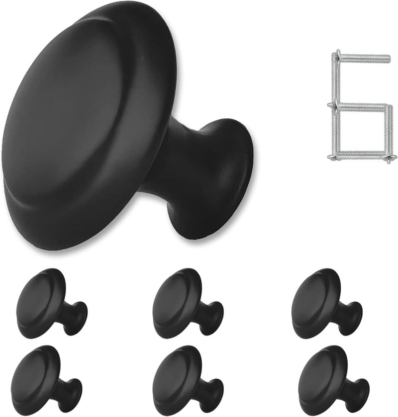 ZONBANG 6PCS Black Dresser Drawer Knobs, 1.2" Modern Knob for Cabinets and Drawers - Image 1